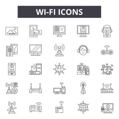 Wi-fi hat simgeleri, işaretler, vektör. Wi fi özet kavramı, illüstrasyon: mobileal, kablosuz, teknoloji, internet, spot, wi-fi