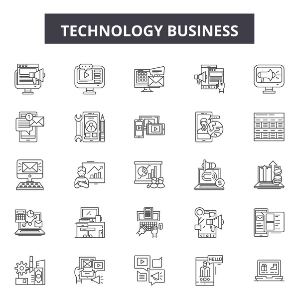 Icone della linea di business della tecnologia, segnaletica, vettore. Concetto di business tecnologico, illustrazione: business, tecnologia, web, internet, decomputer — Vettoriale Stock