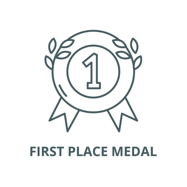 First place medal vector line icon, outline concept, linear sign — Stock Vector