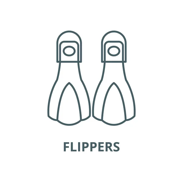 Flippers vektor linje ikon, linjär koncept, kontur skylt, symbol — Stock vektor