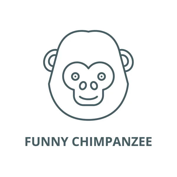 Komik şempanze vektör çizgi simgesi, doğrusal kavram, anahat işareti, sembol — Stok Vektör