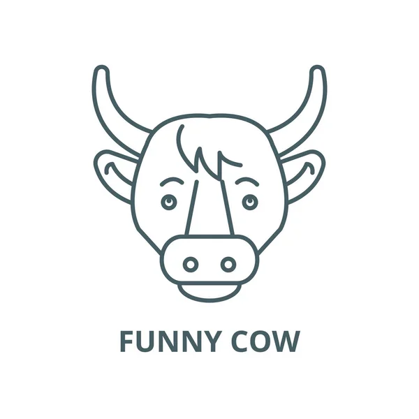Divertido icono de línea vectorial vaca, concepto lineal, signo de contorno, símbolo — Vector de stock
