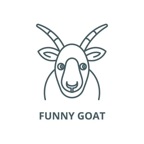 Funny Goat vektor linje ikon, linjär koncept, kontur skylt, symbol — Stock vektor