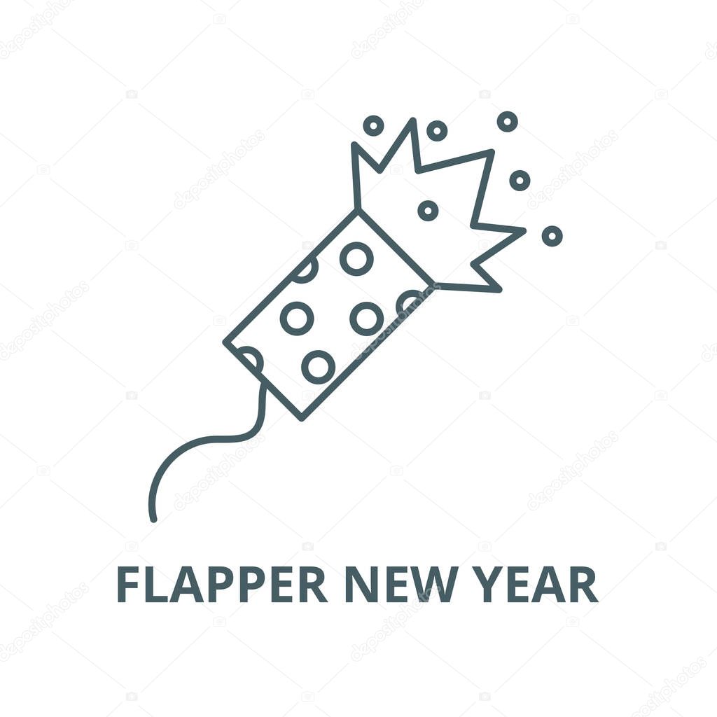 Flapper new year vector line icon, linear concept, outline sign, symbol