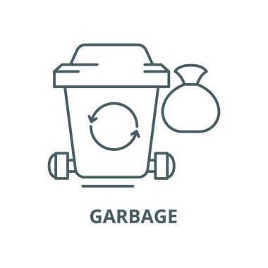 Çöp vektör çizgisi simgesi, doğrusal kavram, anahat işareti, sembol