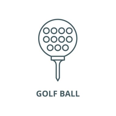 Golf topu vektör çizgi simgesi, doğrusal kavram, anahat işareti, sembol