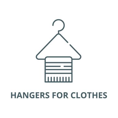 Giysi vektör çizgisi simgesi, doğrusal kavram, anahat işareti, sembol için askılar