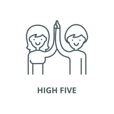 Yüksek beş vektör çizgisi simgesi, doğrusal kavram, anahat işareti, sembol