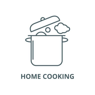 Ev pişirme vektör çizgi simgesi, doğrusal kavram, anahat işareti, sembol