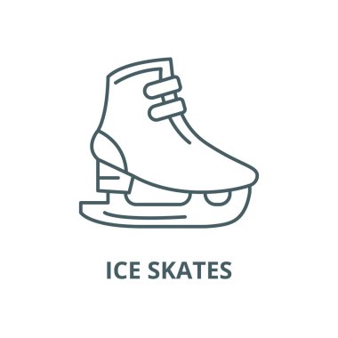 Buz pateni vektör çizgi simgesi, doğrusal kavram, anahat işareti, sembol