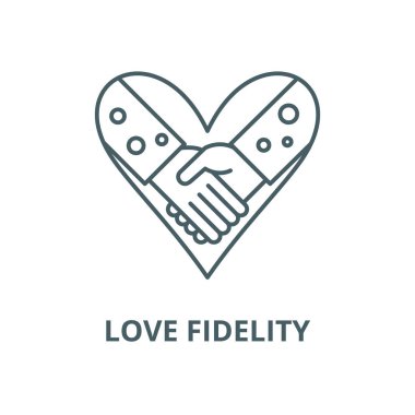 Aşk sadakat vektör çizgi simgesi, doğrusal kavram, anahat işareti, sembol