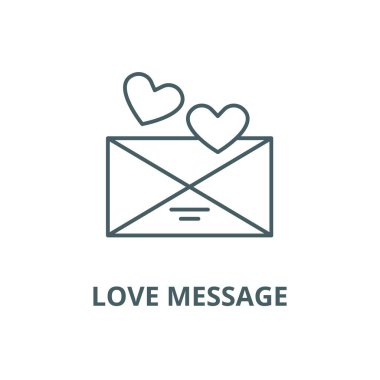 Aşk mesajı vektör satırı simgesi, doğrusal kavram, anahat işareti, sembol