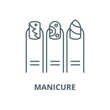 Manikür vektör çizgisi simgesi, doğrusal kavram, anahat işareti, sembol