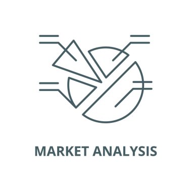 Pazar analizi vektör çizgisi simgesi, doğrusal kavram, anahat işareti, sembol