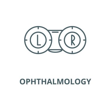 Oftalmoloji vektör çizgi simgesi, doğrusal kavram, anahat işareti, sembol