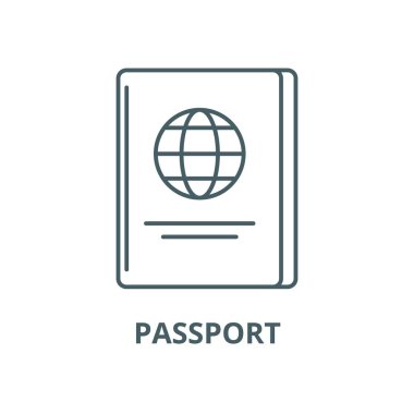 Pasaport vektör çizgisi simgesi, doğrusal kavram, anahat işareti, sembol