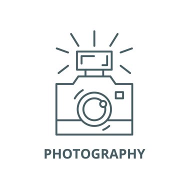 Fotoğraf vektör çizgi simgesi, doğrusal kavram, anahat işareti, sembol