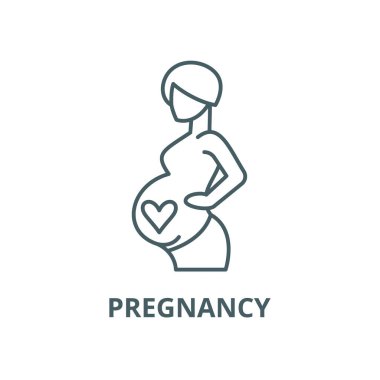 Gebelik vektör çizgi simgesi, doğrusal kavram, anahat işareti, sembol