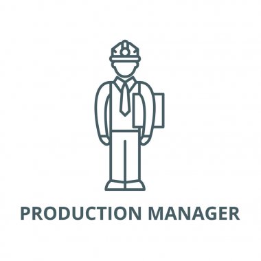 Üretim yöneticisi vektör çizgisi simgesi, doğrusal kavram, anahat işareti, sembol
