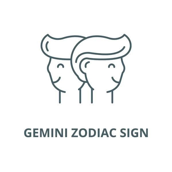 Icona della linea vettoriale del segno zodiacale Gemelli, concetto lineare, segno di contorno, simbolo — Vettoriale Stock
