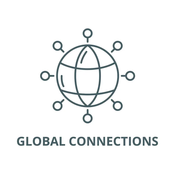 Globális kapcsolatok vektorvonal ikonja, lineáris koncepció, vázlatjel, szimbólum — Stock Vector