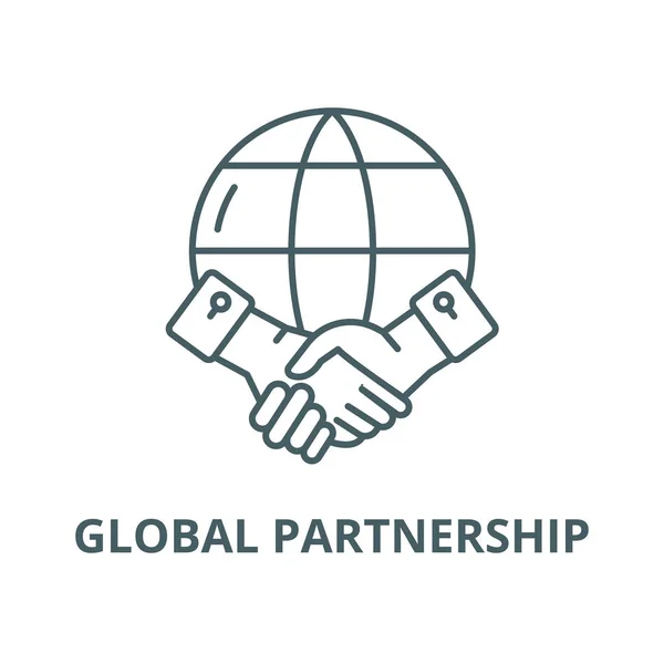 Globales Partnerschaftsvektorliniensymbol, lineares Konzept, Umrisszeichen, Symbol — Stockvektor