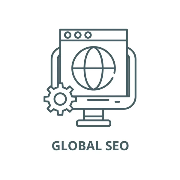 Globales Seo-Vektor-Liniensymbol, lineares Konzept, Umrisszeichen, Symbol — Stockvektor