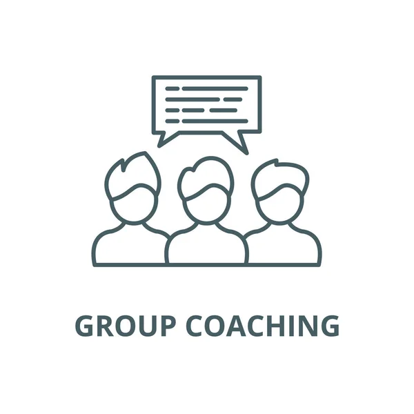 Gruppencoaching Vektor Linie Symbol, lineares Konzept, Umrisszeichen, Symbol — Stockvektor