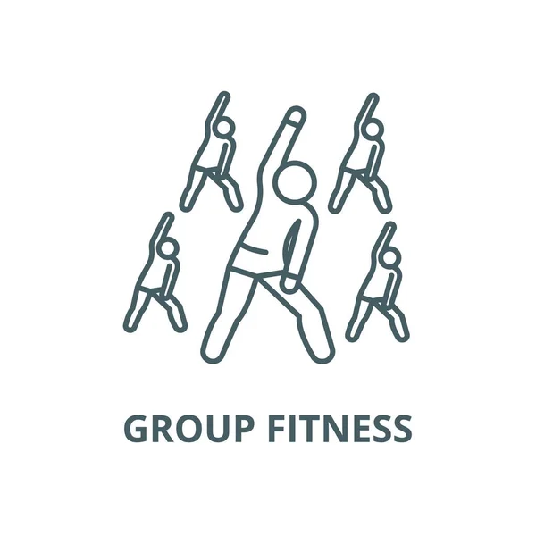 Grupp Fitness vektor linje ikon, linjär koncept, kontur skylt, symbol — Stock vektor