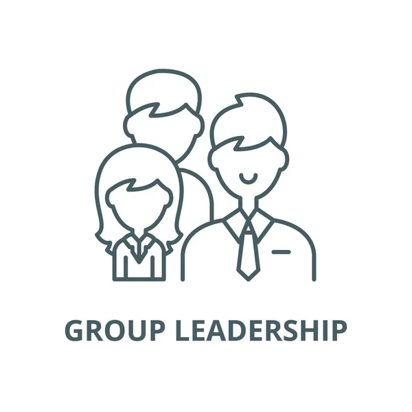 Group Leadership vector lijn icoon, lineair concept, omtrek teken, symbool — Stockvector