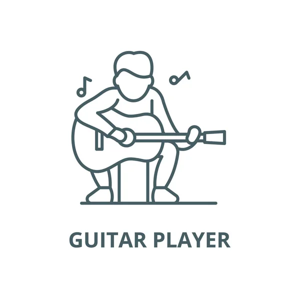 Gitara gracz wektor ikona linii, koncepcja liniowa, znak konspektu, symbol — Wektor stockowy