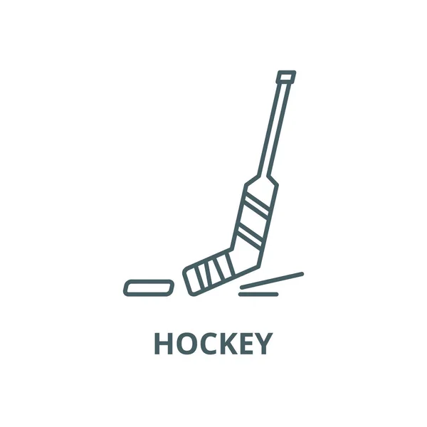 Hockey vector línea icono, concepto lineal, signo de contorno, símbolo — Vector de stock