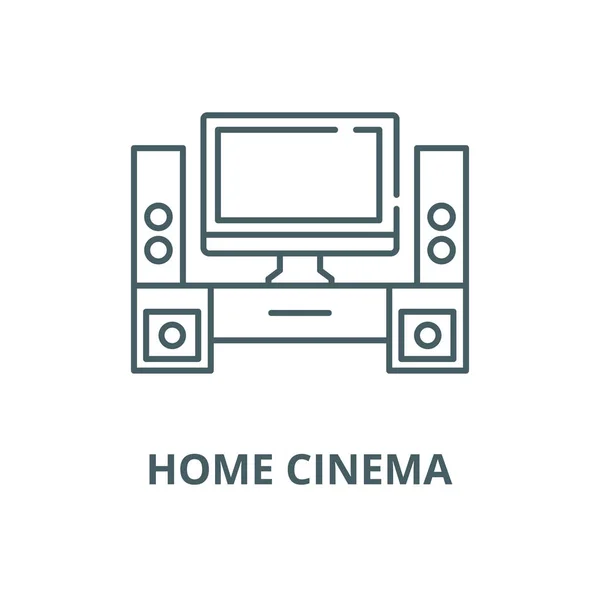 Home Cinema vector lijn pictogram, lineair concept, omtrek teken, symbool — Stockvector