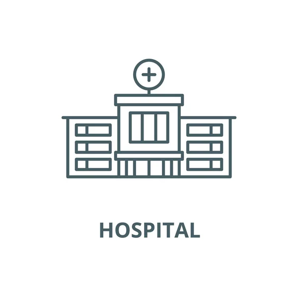 Εικονίδιο γραμμής διανύσματος νοσοκομείου, γραμμική έννοια, σύμβολο περιγράμματος — Διανυσματικό Αρχείο