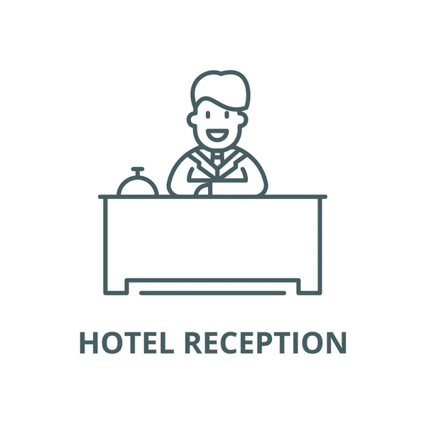 Ikona směru hotelové recepce, lineární koncept, značka osnovy, symbol — Stockový vektor
