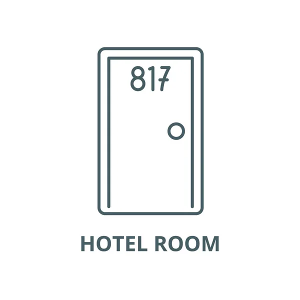 Otel odası vektör çizgisi simgesi, doğrusal konsept, anahat işareti, sembol — Stok Vektör