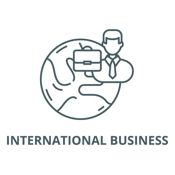 Nemzetközi üzleti vektorvonal ikonja, lineáris koncepció, vázlatjel, szimbólum — Stock Vector