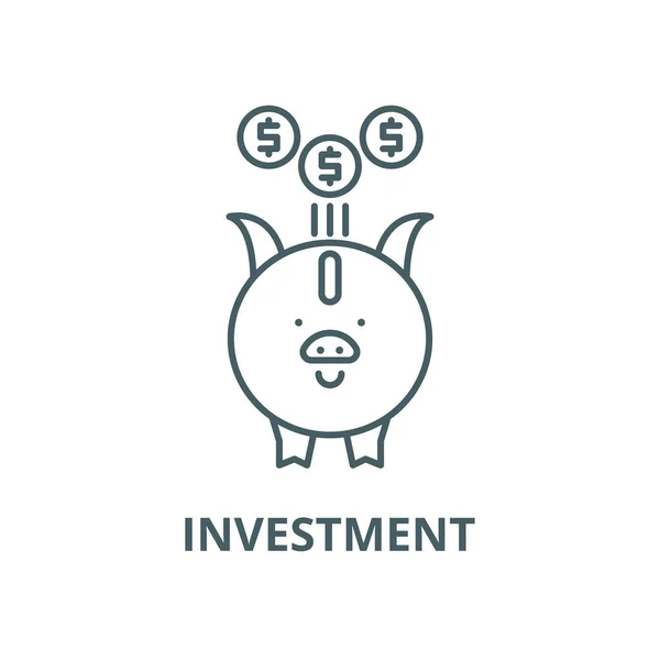 Ikona linii wektorowej inwestycji, koncepcja liniowa, znak konspektu, symbol — Wektor stockowy