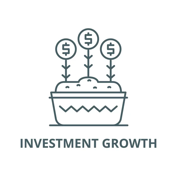 Icona della linea vettoriale di crescita degli investimenti, concetto lineare, segno di contorno, simbolo — Vettoriale Stock