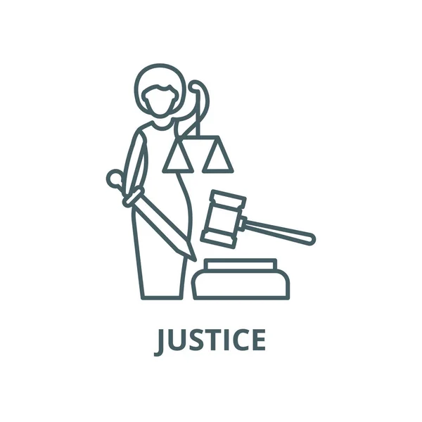 Adalet vektör çizgi simgesi, doğrusal kavram, anahat işareti, sembol — Stok Vektör