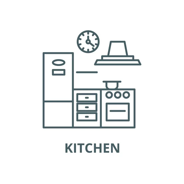 Icono de línea vectorial de cocina, concepto lineal, signo de contorno, símbolo — Archivo Imágenes Vectoriales