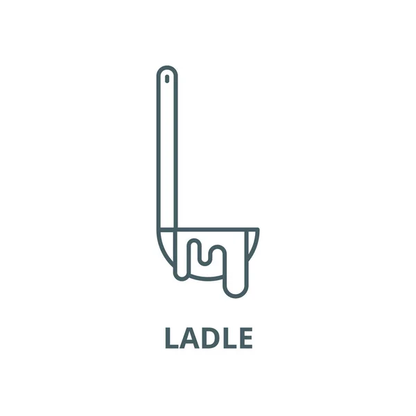 Ladle vector line icon, linear concept, outline sign, symbol - Stok Vektor