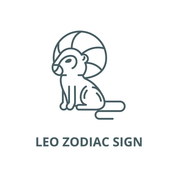 Icona linea vettoriale segno zodiacale Leone, concetto lineare, segno di contorno, simbolo — Vettoriale Stock