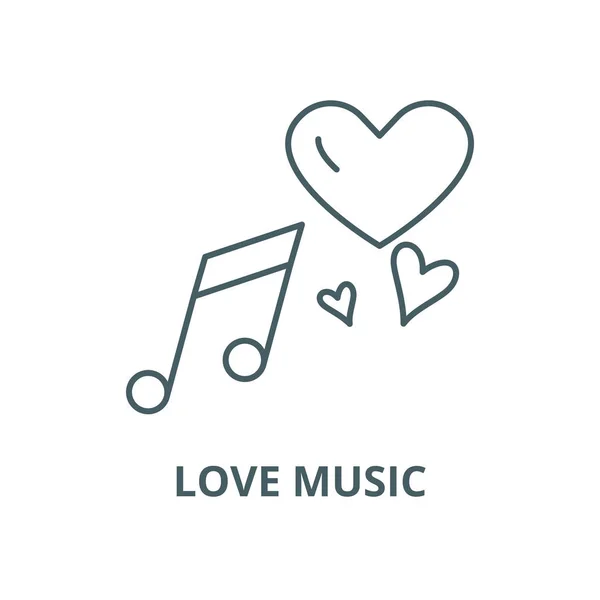 愛の音楽ベクトルラインアイコン、線形概念、輪郭記号、シンボル — ストックベクタ