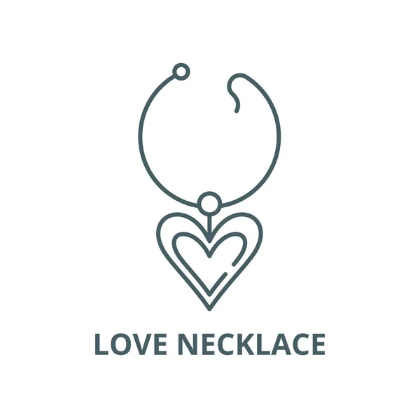 Значок векторной линии любовного ожерелья, линейная концепция, знак контура, символ — стоковый вектор