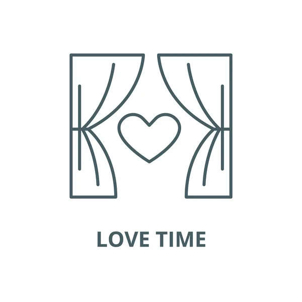 Icona della linea vettoriale del tempo d'amore, concetto lineare, segno di contorno, simbolo — Vettoriale Stock