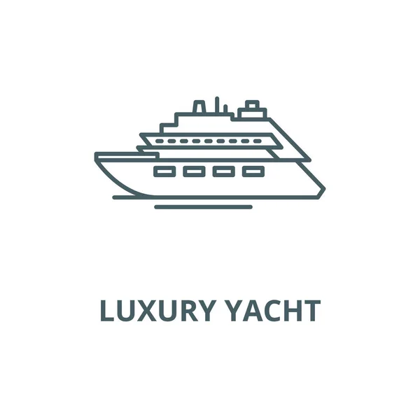 Luksusowa ikona linii wektorowej jachtu, koncepcja liniowa, znak konspektu, symbol — Wektor stockowy