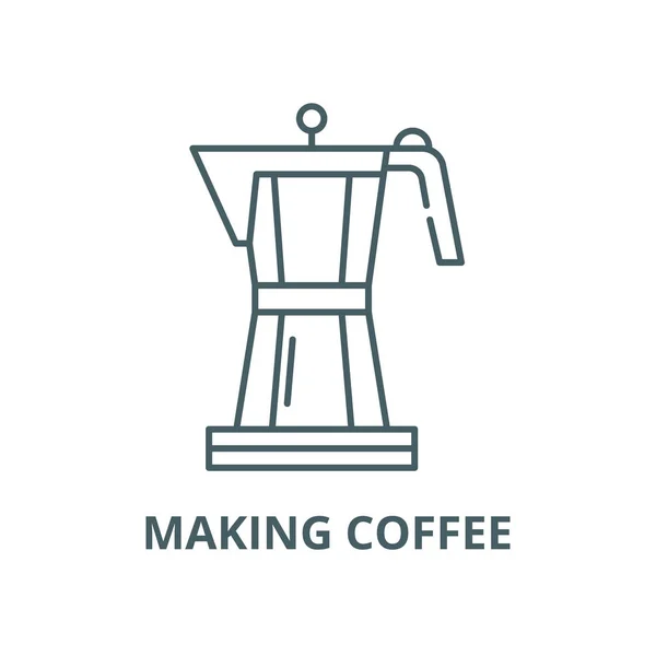 Fazendo café vetor ícone de linha, conceito linear, sinal de contorno, símbolo — Vetor de Stock