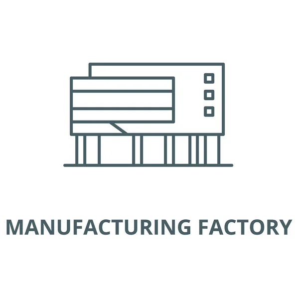 Manufacturing Factory vektor linje ikon, linjär koncept, kontur skylt, symbol — Stock vektor