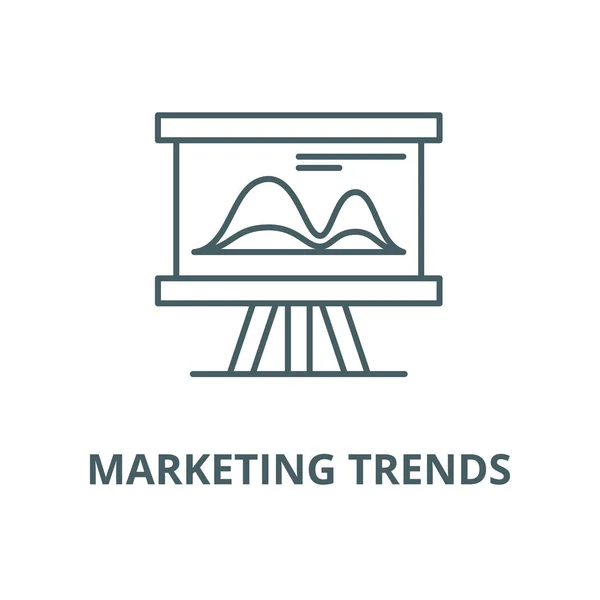 Marketing Trends Vektorzeilensymbol, lineares Konzept, Umrisszeichen, Symbol — Stockvektor